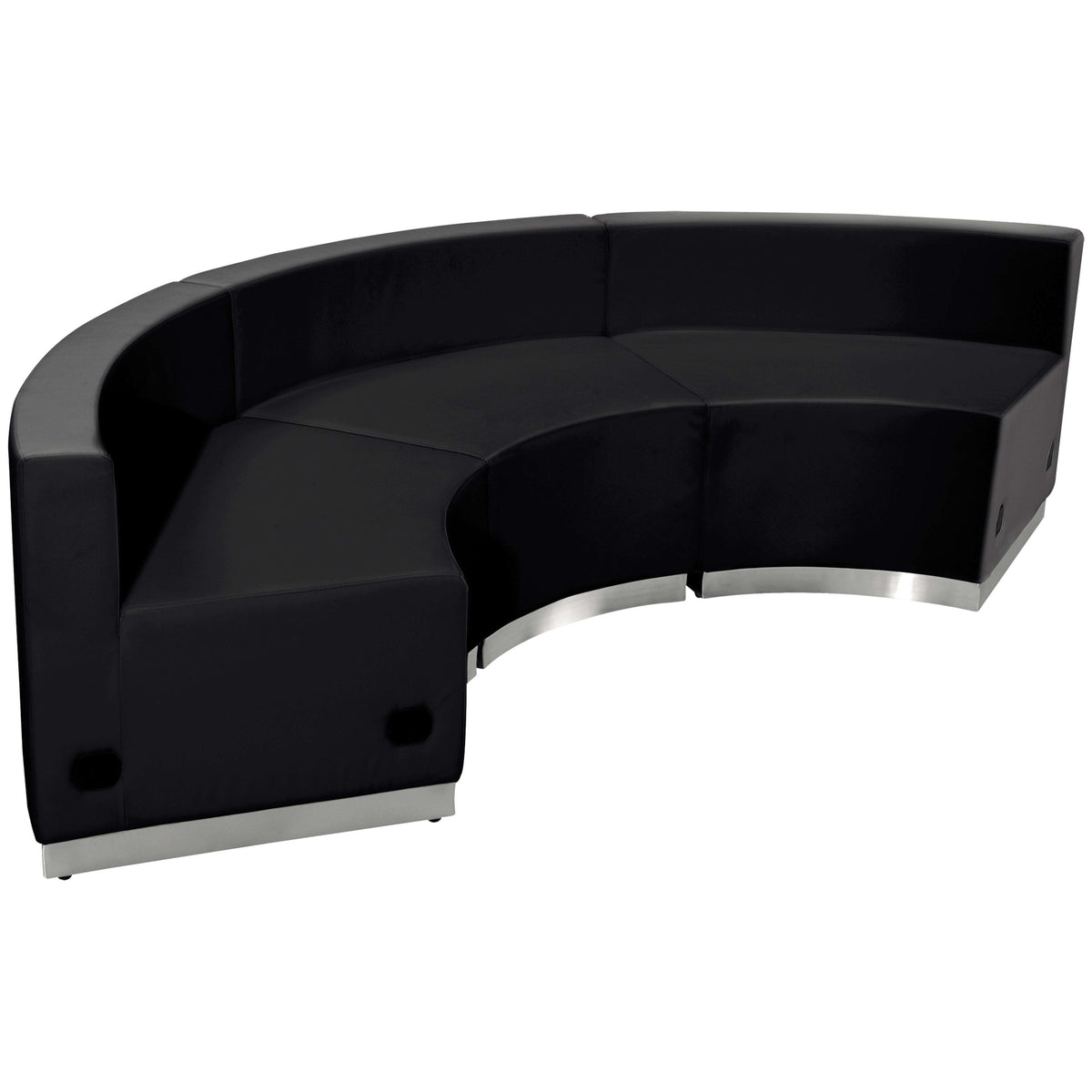 Flash Furniture ZB-803-740-SET-BK-GG 3 PC Black LeatherSoft Modular Reception Configuration w/Taut Back &Seat - Main view