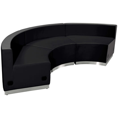 Flash Furniture ZB-803-740-SET-BK-GG 3 PC Black LeatherSoft Modular Reception Configuration w/Taut Back &Seat - Main view