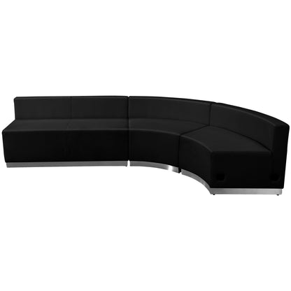 Flash Furniture ZB-803-750-SET-BK-GG 3 PC Black LeatherSoft Modular Reception Configuration w/Taut Back &Seat - Main view