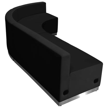 Flash Furniture ZB-803-750-SET-BK-GG 3 PC Black LeatherSoft Modular Reception Configuration w/Taut Back &Seat - View 3