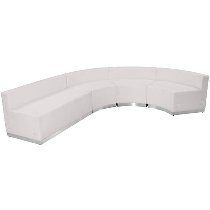 Flash Furniture ZB-803-760-SET-WH-GG 4 PC White LeatherSoft Modular Reception Configuration w/Taut Back &Seat (Melrose White) - Main view