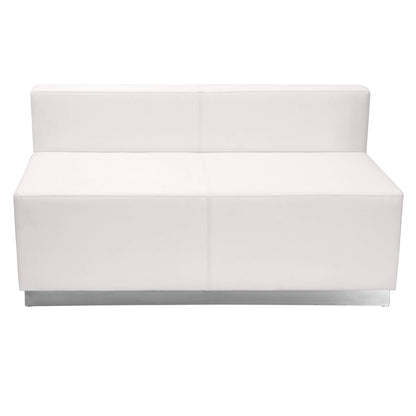Flash Furniture ZB-803-760-SET-WH-GG 4 PC White LeatherSoft Modular Reception Configuration w/Taut Back &Seat (Melrose White) - View 4
