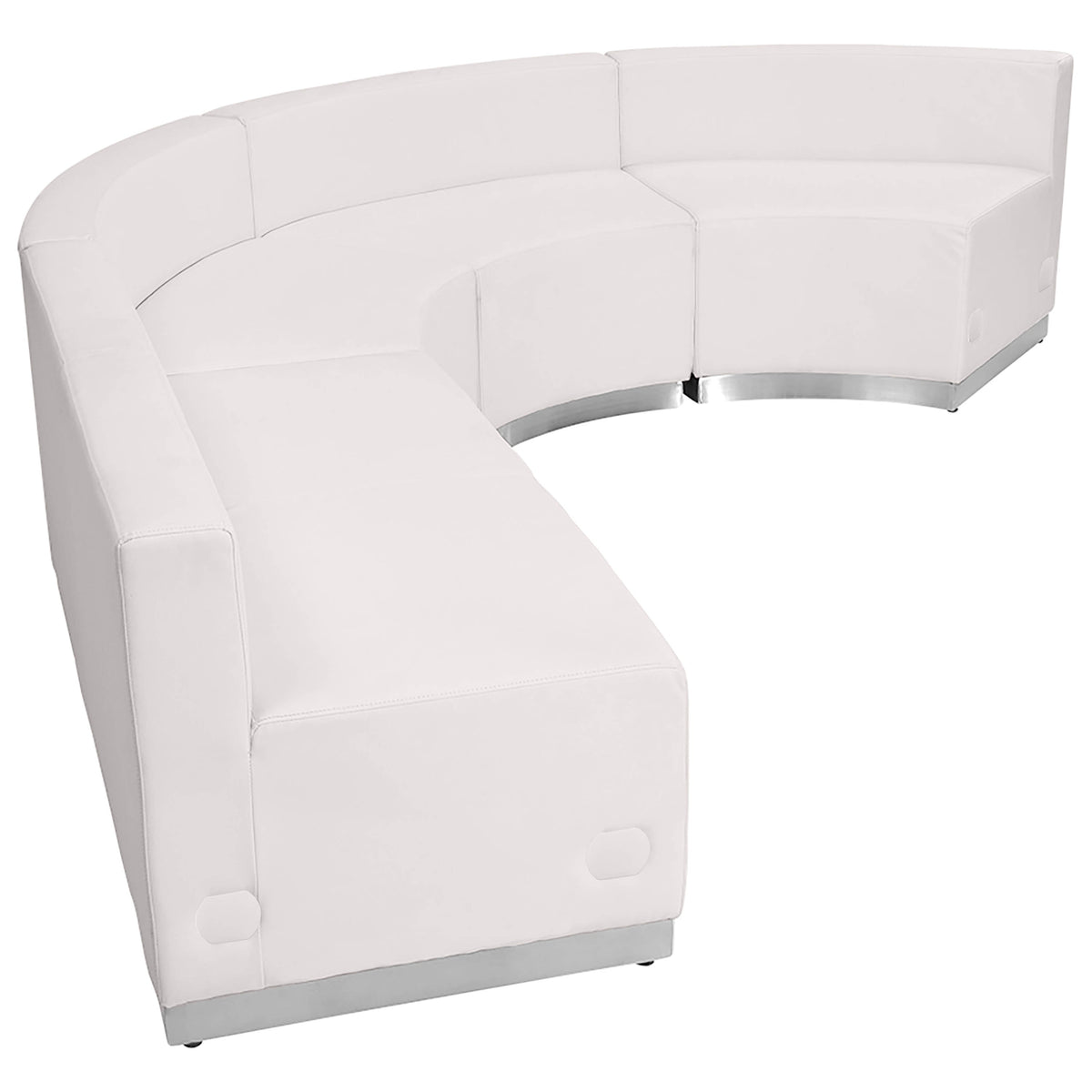 Flash Furniture ZB-803-760-SET-WH-GG 4 PC White LeatherSoft Modular Reception Configuration w/Taut Back &Seat (Melrose White) - View 5