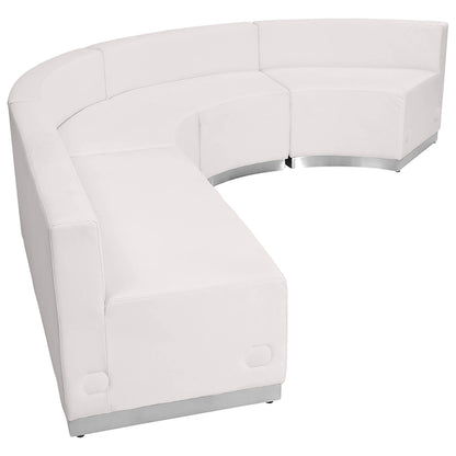 Flash Furniture ZB-803-760-SET-WH-GG 4 PC White LeatherSoft Modular Reception Configuration w/Taut Back &Seat (Melrose White) - View 5