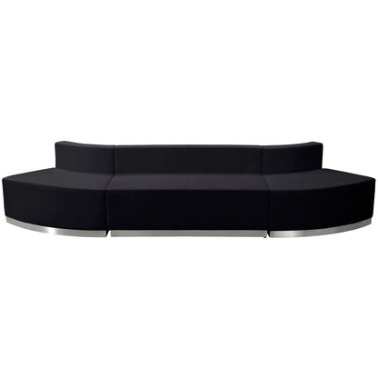 Flash Furniture ZB-803-780-SET-BK-GG 3 PC Black LeatherSoft Modular Reception Configuration w/Taut Back &Seat - Main view