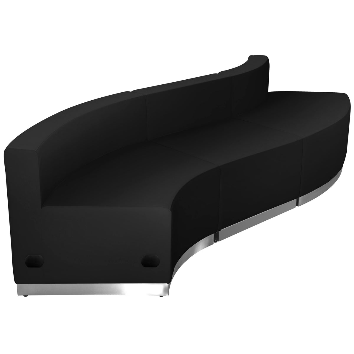Flash Furniture ZB-803-830-SET-BK-GG 3 PC Black LeatherSoft Modular Reception Configuration w/Taut Back &Seat - Main view