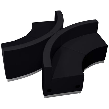 Flash Furniture ZB-803-840-SET-BK-GG 4 PC Black LeatherSoft Modular Reception Configuration w/Taut Back &Seat - Main view