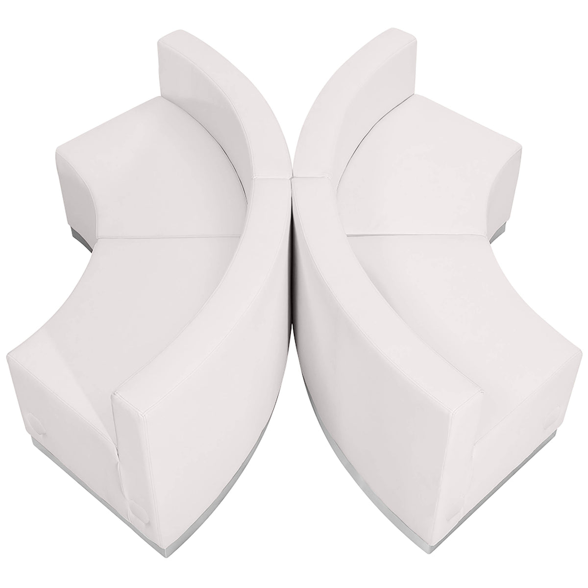 Flash Furniture ZB-803-840-SET-WH-GG 4 PC White LeatherSoft Modular Reception Configuration w/Taut Back &Seat (Melrose White) - View 4