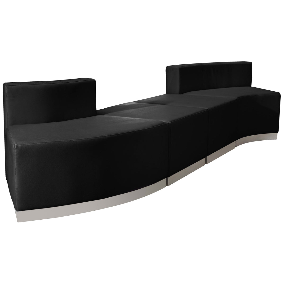 Flash Furniture ZB-803-860-SET-BK-GG 4 PC Black LeatherSoft Modular Reception Configuration w/Taut Back &Seat - Main view