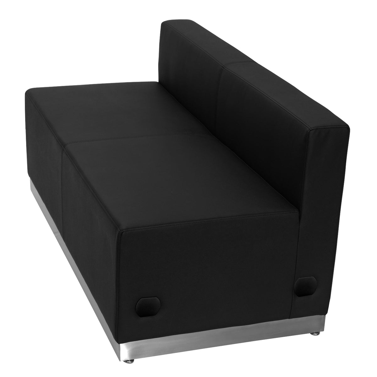 Flash Furniture ZB-803-LS-BK-GG Black LeatherSoft Loveseat with Stainless Steel Base - Reception Furniture - Main view