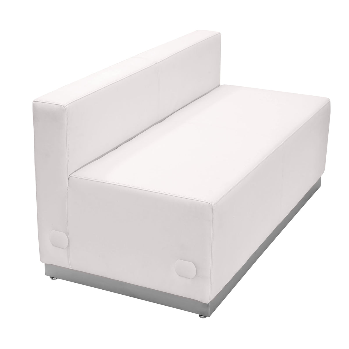 Flash Furniture ZB-803-LS-WH-GG White LeatherSoft Loveseat with Stainless Steel Base - Reception Furniture (Melrose White) - Main view