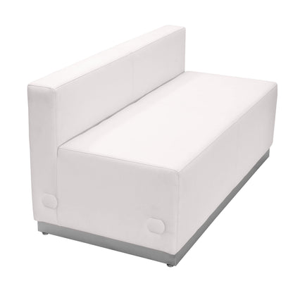 Flash Furniture ZB-803-LS-WH-GG White LeatherSoft Loveseat with Stainless Steel Base - Reception Furniture (Melrose White) - Main view