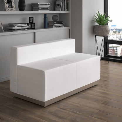 Flash Furniture ZB-803-LS-WH-GG White LeatherSoft Loveseat with Stainless Steel Base - Reception Furniture (Melrose White) - View 2