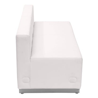 Flash Furniture ZB-803-LS-WH-GG White LeatherSoft Loveseat with Stainless Steel Base - Reception Furniture (Melrose White) - View 3