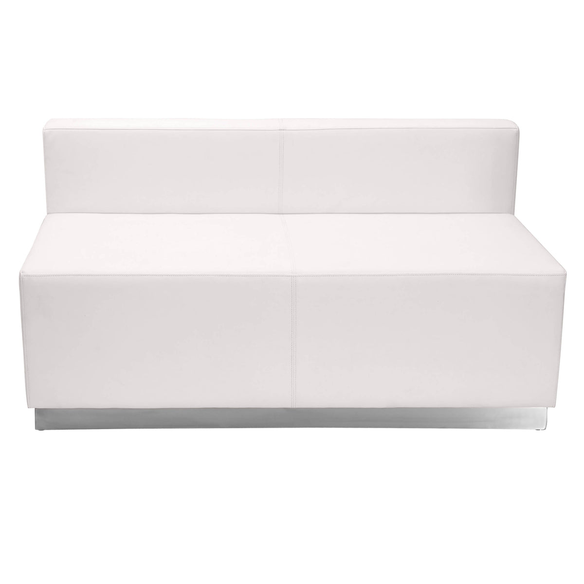 Flash Furniture ZB-803-LS-WH-GG White LeatherSoft Loveseat with Stainless Steel Base - Reception Furniture (Melrose White) - View 4