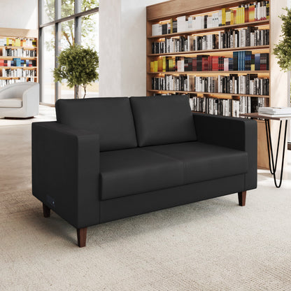 Flash Furniture ZB-8921-2S-BLK-GG Commercial Lobby Loveseat with 2 Outlets/1 USB/1 USB-C Ports-Black LeatherSoft - View 2