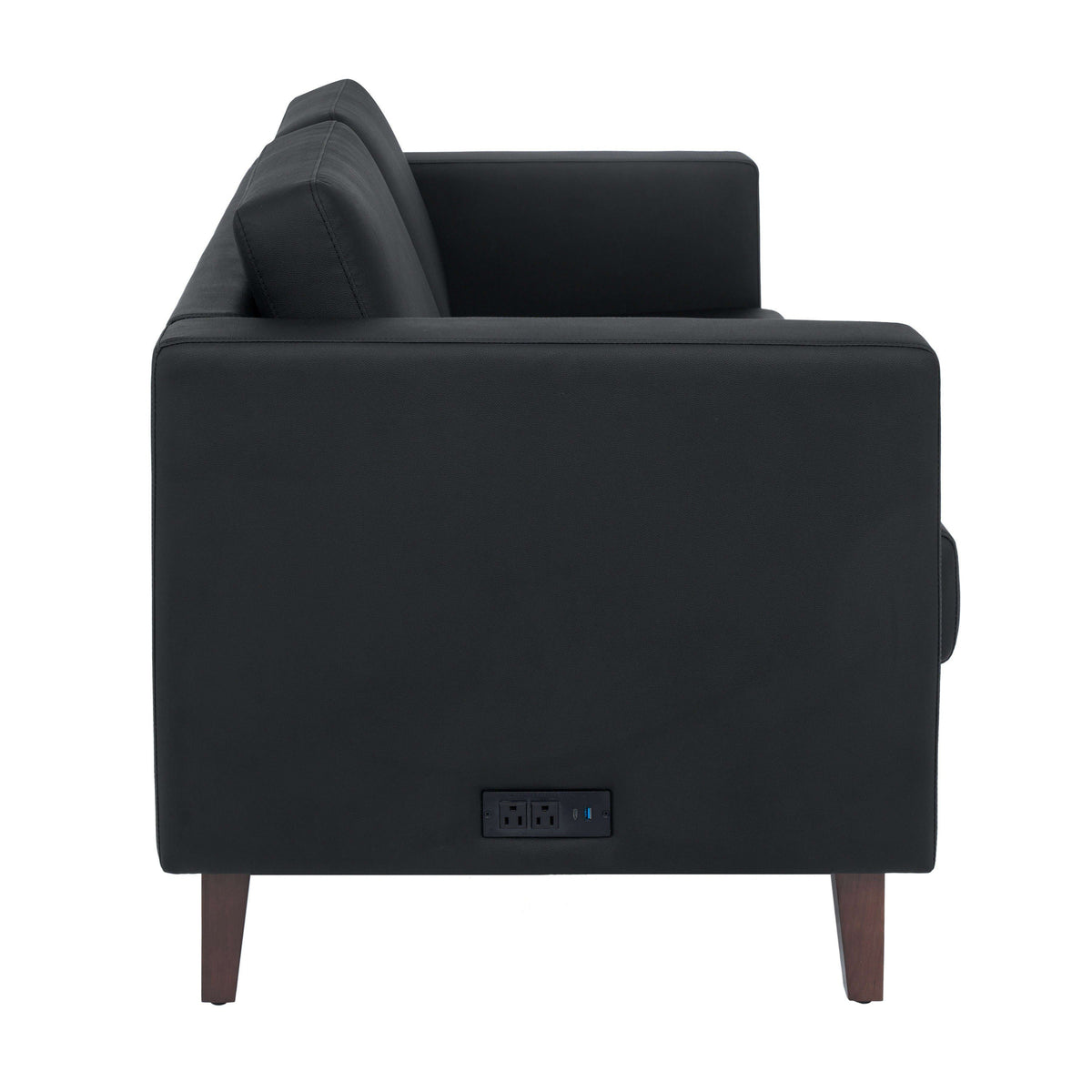 Flash Furniture ZB-8921-2S-BLK-GG Commercial Lobby Loveseat with 2 Outlets/1 USB/1 USB-C Ports-Black LeatherSoft - View 8