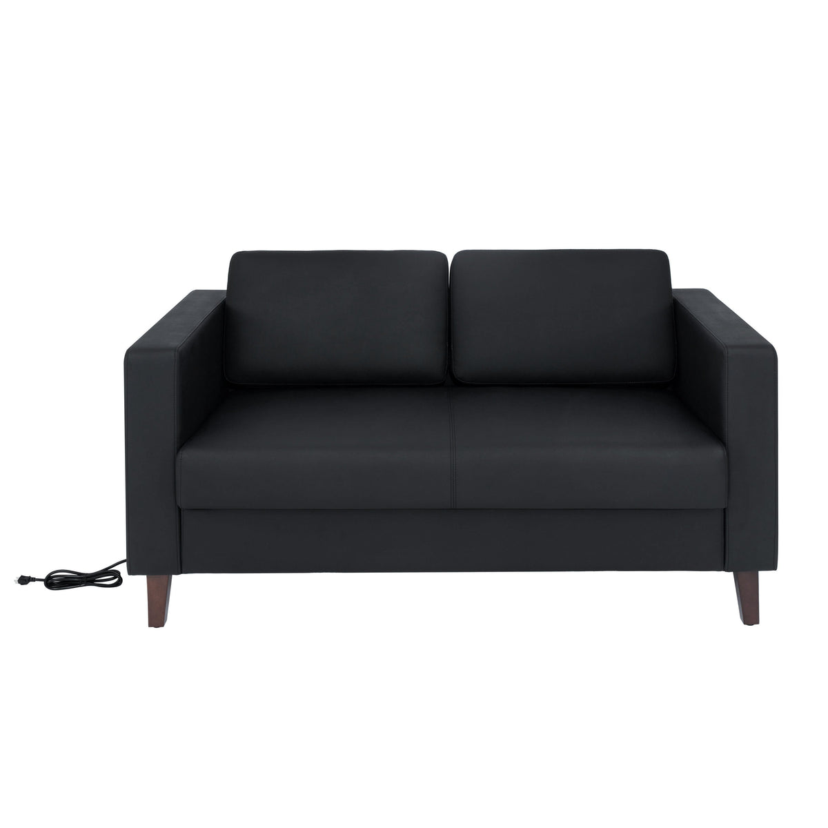 Flash Furniture ZB-8921-2S-BLK-GG Commercial Lobby Loveseat with 2 Outlets/1 USB/1 USB-C Ports-Black LeatherSoft - View 9