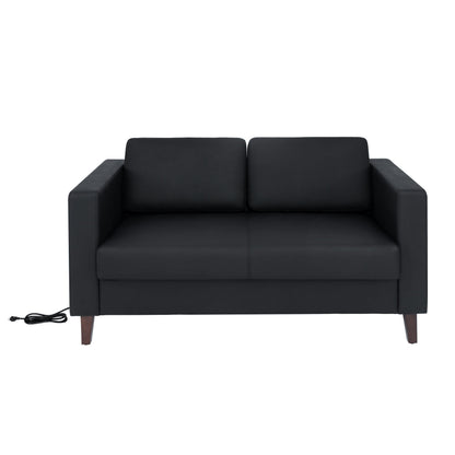 Flash Furniture ZB-8921-2S-BLK-GG Commercial Lobby Loveseat with 2 Outlets/1 USB/1 USB-C Ports-Black LeatherSoft - View 9