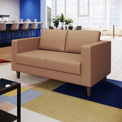 Flash Furniture ZB-8921-2S-COGNAC-GG Commercial Lobby Loveseat with 2 Outlets/1 USB/1 USB-C Ports-Cognac LeatherSoft - View 5