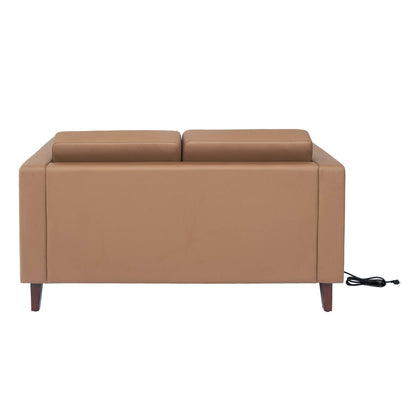 Flash Furniture ZB-8921-2S-COGNAC-GG Commercial Lobby Loveseat with 2 Outlets/1 USB/1 USB-C Ports-Cognac LeatherSoft - View 6