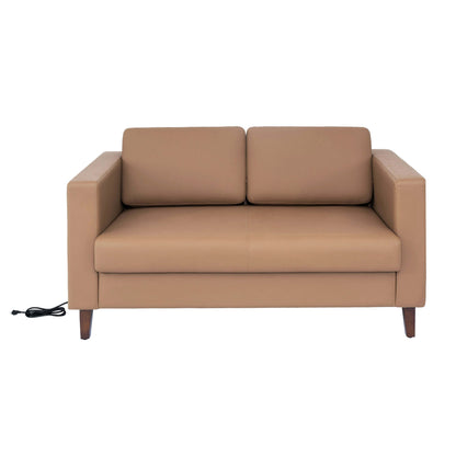 Flash Furniture ZB-8921-2S-COGNAC-GG Commercial Lobby Loveseat with 2 Outlets/1 USB/1 USB-C Ports-Cognac LeatherSoft - View 9