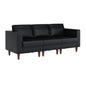 Flash Furniture ZB-8921-3S-BLK-GG Commercial Reception Sofa with Outlets/USB/USB-C Ports in Black LeatherSoft - Main view