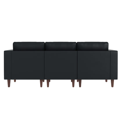 Flash Furniture ZB-8921-3S-BLK-GG Commercial Reception Sofa with Outlets/USB/USB-C Ports in Black LeatherSoft - View 6