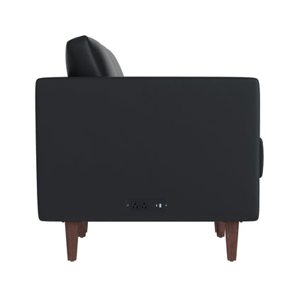 Flash Furniture ZB-8921-3S-BLK-GG Commercial Reception Sofa with Outlets/USB/USB-C Ports in Black LeatherSoft - View 8