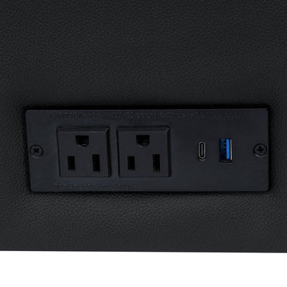 Flash Furniture ZB-8921-3S-BLK-GG Commercial Reception Sofa with Outlets/USB/USB-C Ports in Black LeatherSoft - View 10