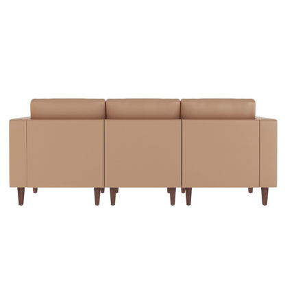 Flash Furniture ZB-8921-3S-COGNAC-GG Commercial Reception Sofa with Outlets/USB/USB-C Ports in Cognac LeatherSoft - View 6