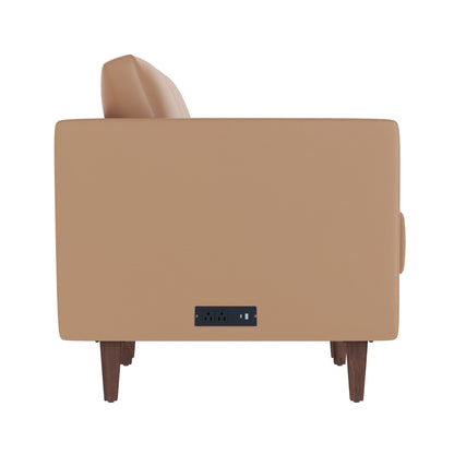 Flash Furniture ZB-8921-3S-COGNAC-GG Commercial Reception Sofa with Outlets/USB/USB-C Ports in Cognac LeatherSoft - View 8