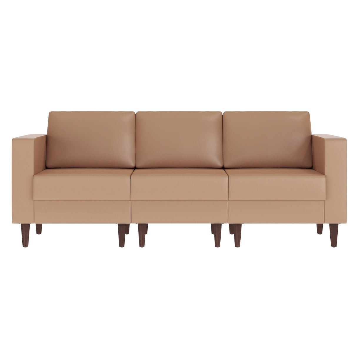 Flash Furniture ZB-8921-3S-COGNAC-GG Commercial Reception Sofa with Outlets/USB/USB-C Ports in Cognac LeatherSoft - View 9