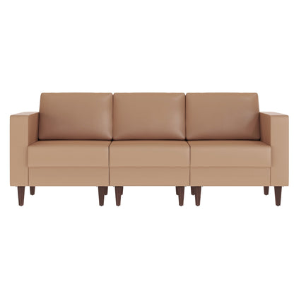 Flash Furniture ZB-8921-3S-COGNAC-GG Commercial Reception Sofa with Outlets/USB/USB-C Ports in Cognac LeatherSoft - View 9