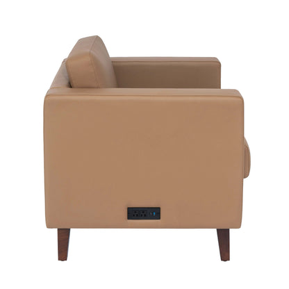 Flash Furniture ZB-8921-SET-COGNAC-GG 3 PC Commercial Seating Set with Outlets/USB/USB-C Ports in Cognac LeatherSoft - View 10