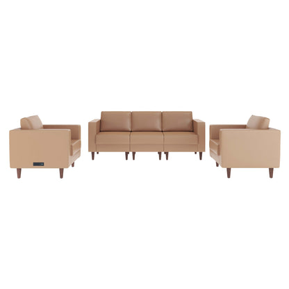 Flash Furniture ZB-8921-SET3-COGNAC-GG 3 PC Commercial Seating Set with Outlets/USB/USB-C Ports in Cognac LeatherSoft - Main view