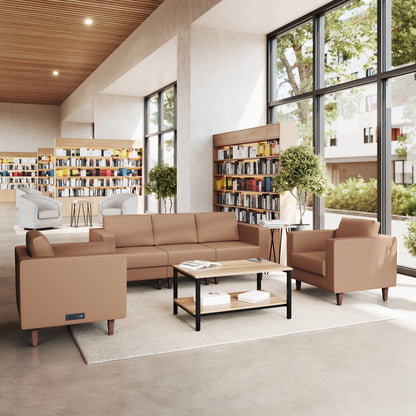 Flash Furniture ZB-8921-SET3-COGNAC-GG 3 PC Commercial Seating Set with Outlets/USB/USB-C Ports in Cognac LeatherSoft - View 2