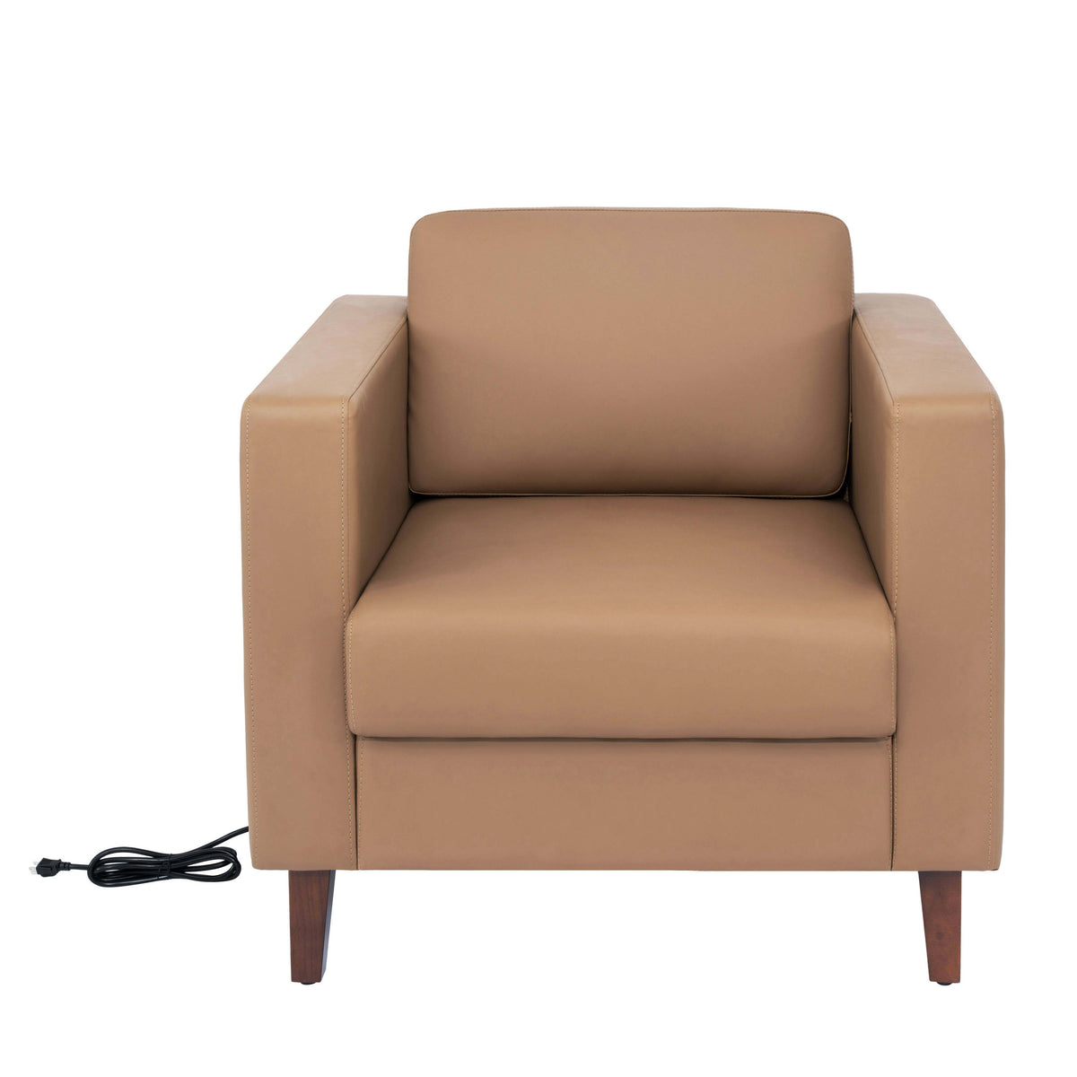 Flash Furniture ZB-8921-SET3-COGNAC-GG 3 PC Commercial Seating Set with Outlets/USB/USB-C Ports in Cognac LeatherSoft - View 10