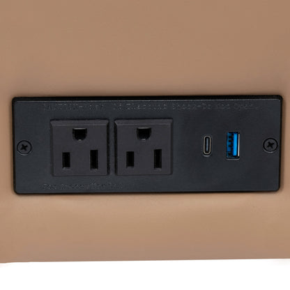 Flash Furniture ZB-8921-SET3-COGNAC-GG 3 PC Commercial Seating Set with Outlets/USB/USB-C Ports in Cognac LeatherSoft - View 11