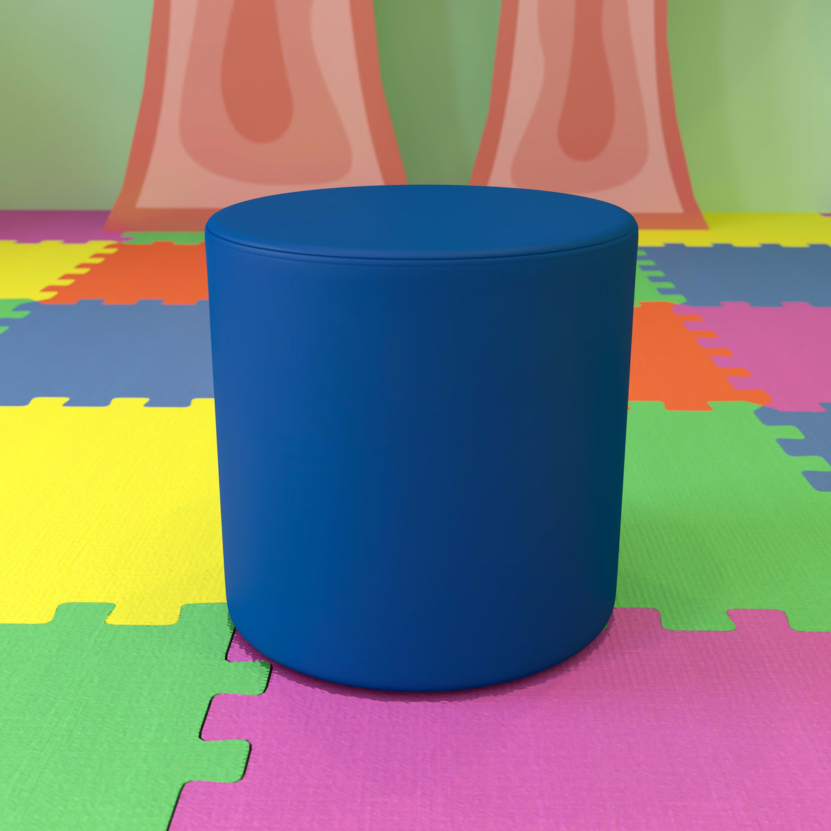 Flash Furniture ZB-FT-045R-18-BLUE-GG 18"H Soft Seating Flexible Circle for Classrooms and Common Spaces - Blue - View 2