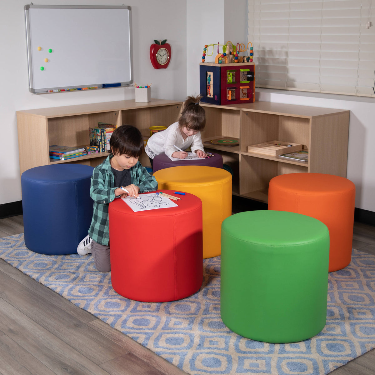 Flash Furniture ZB-FT-045R-18-BLUE-GG 18"H Soft Seating Flexible Circle for Classrooms and Common Spaces - Blue - View 3