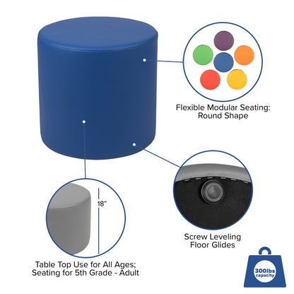 Flash Furniture ZB-FT-045R-18-BLUE-GG 18"H Soft Seating Flexible Circle for Classrooms and Common Spaces - Blue - View 4