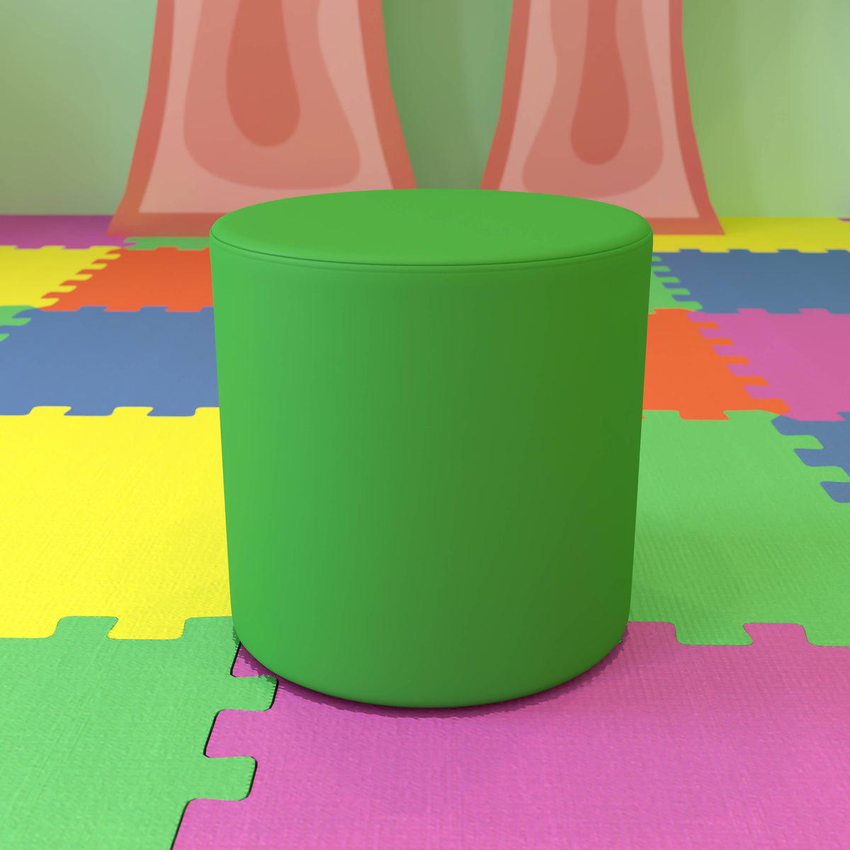 Flash Furniture ZB-FT-045R-18-GREEN-GG 18"H Soft Seating Flexible Circle for Classrooms and Common Spaces - Green - View 2