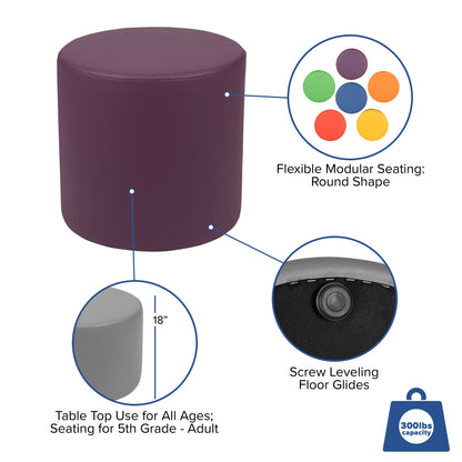 Flash Furniture ZB-FT-045R-18-PURPLE-GG 18"H Soft Seating Flexible Circle for Classrooms and Common Spaces - Purple - View 4