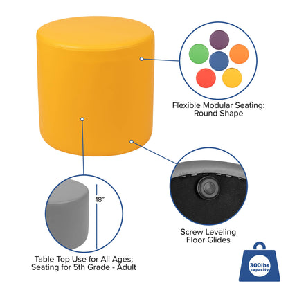 Flash Furniture ZB-FT-045R-18-YELLOW-GG 18"H Soft Seating Flexible Circle for Classrooms and Common Spaces - Yellow - View 4