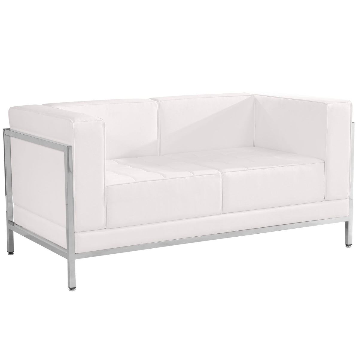 Flash Furniture ZB-IMAG-LS-WH-GG White LeatherSoft Modular Loveseat w/Quilted Tufted Seat &Encasing Frame (Melrose White) - Main view