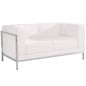 Flash Furniture ZB-IMAG-LS-WH-GG White LeatherSoft Modular Loveseat w/Quilted Tufted Seat &Encasing Frame (Melrose White) - Main view