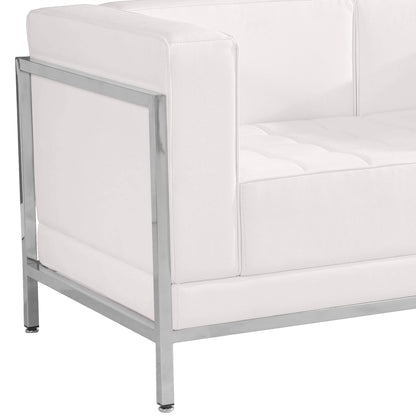 Flash Furniture ZB-IMAG-LS-WH-GG White LeatherSoft Modular Loveseat w/Quilted Tufted Seat &Encasing Frame (Melrose White) - View 3