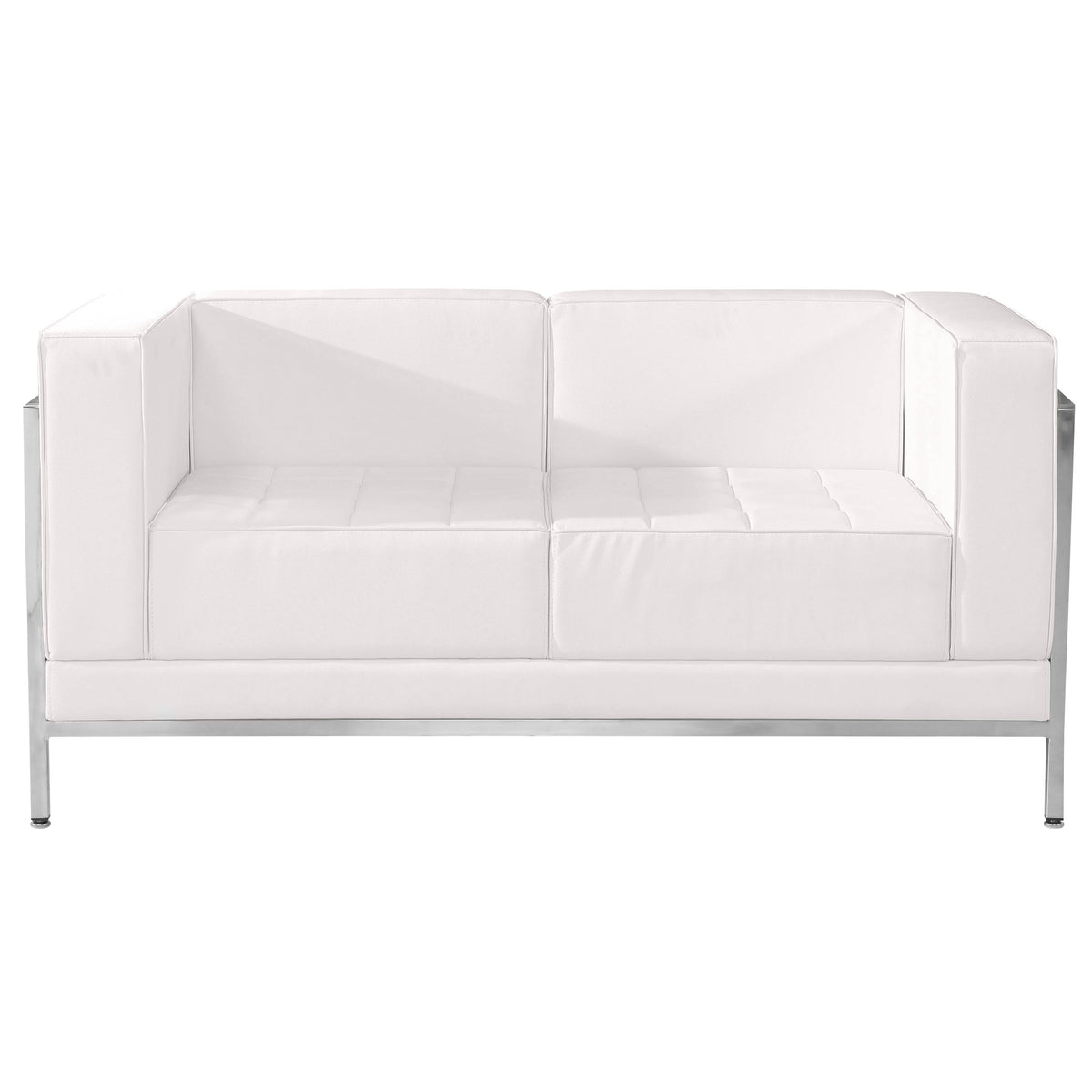 Flash Furniture ZB-IMAG-LS-WH-GG White LeatherSoft Modular Loveseat w/Quilted Tufted Seat &Encasing Frame (Melrose White) - View 4