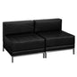 Flash Furniture ZB-IMAG-MIDCH-2-GG 2 Piece Black LeatherSoft Modular Lounge Set with Ganging Clips with Taut Back and Seat - Main view